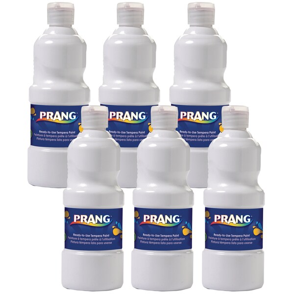 Ready-to-Use Tempera Paint, White, 16 oz, PK6